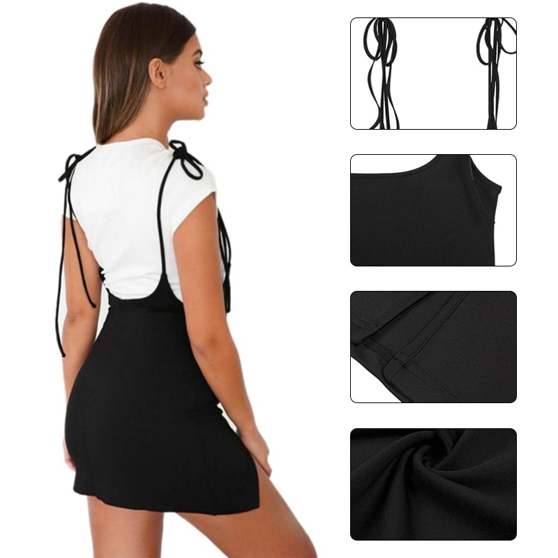 Black Suspender Skirt with Shoulder Strap - Image 5