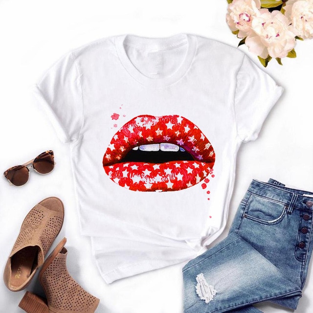 Red Lip T-Shirt Short Sleeve - Image 3