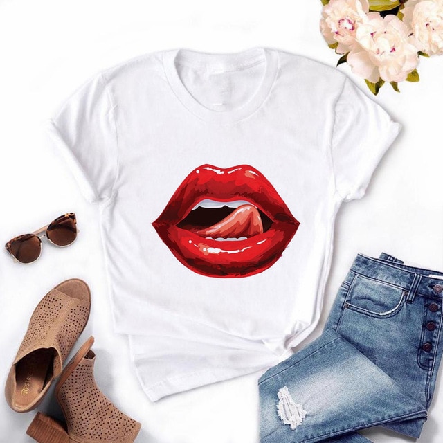 Red Lip T-Shirt Short Sleeve - Image 5