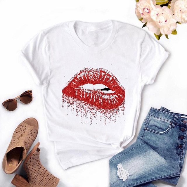 Red Lip T-Shirt Short Sleeve - Image 6