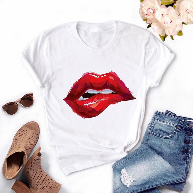 Red Lip T-Shirt Short Sleeve