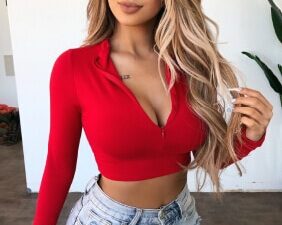 Crop Top Zip-Up Camis T-shirt