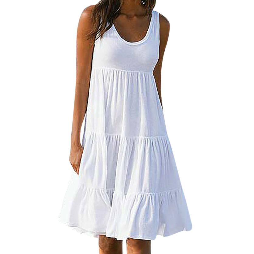 Solid Sleeveless Lace Party Dress - Image 2
