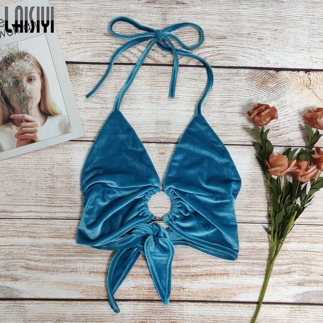 Backless V Neck Hollow Out Crop Top - Image 2