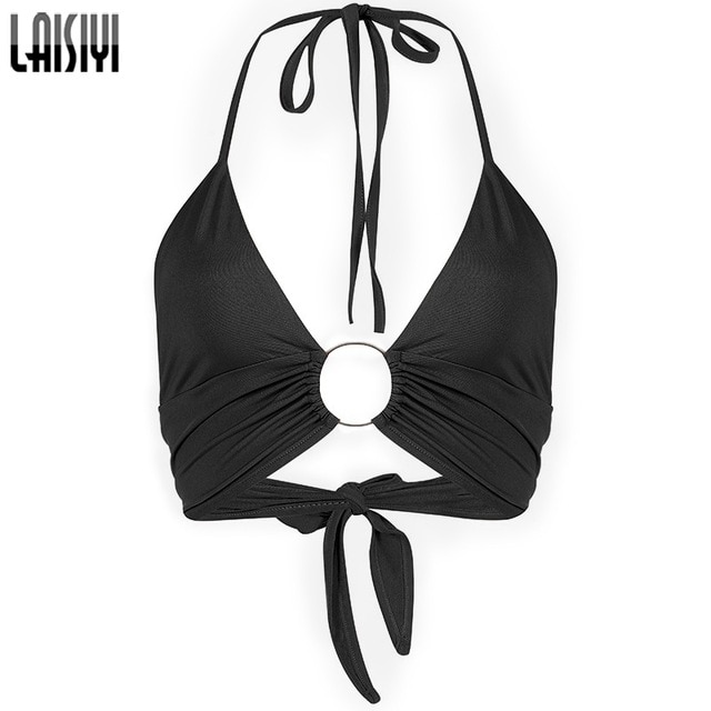 Backless V Neck Hollow Out Crop Top - Image 5