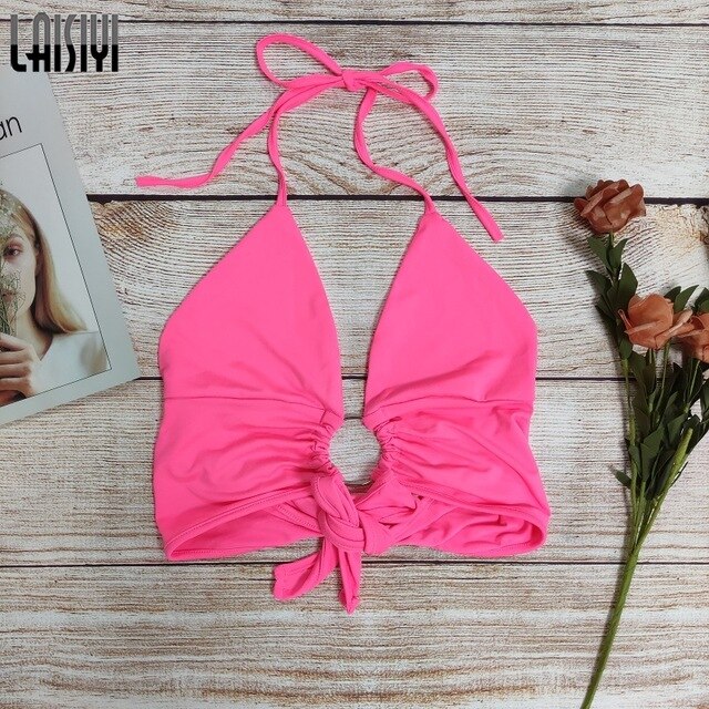Backless V Neck Hollow Out Crop Top - Image 6