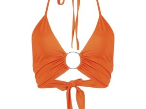 Backless V Neck Hollow Out Crop Top