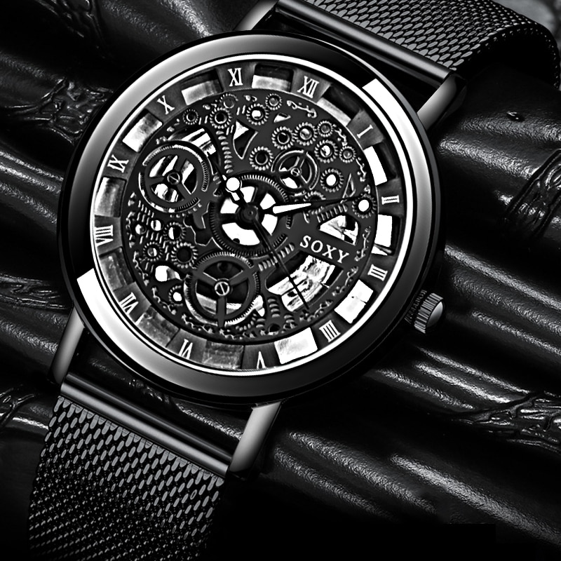 Men's Skeleton Mesh Bracelet Watch - Image 5