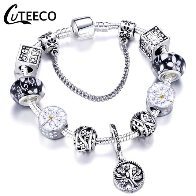 Women's Shiny Metal Charm Beaded Bracelet