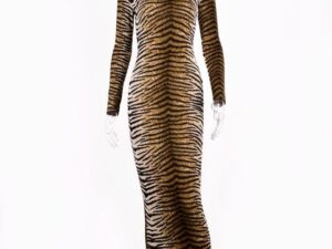 Leopard Print Long Sleeve Bodycon Dress