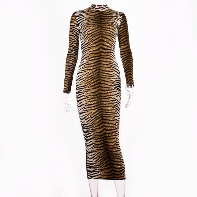 Leopard Print Long Sleeve Bodycon Dress
