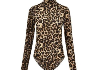 Leopard Bodycon Long Sleeve Bodysuit