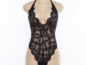 Cryptographic Backless Lalter Lace Bodysuit