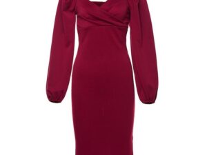 V Neck off shoulder bodycon dress