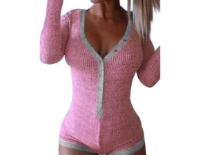 Sexy Body Lady V Neck Long Sleeve Bodysuit