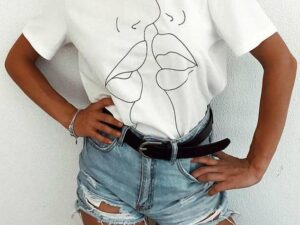 Women's Lips Print Short-Sleeve T-Shirt