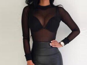 Women Blouses Transparent Mesh