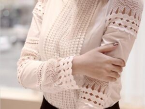 Long-sleeved White Lace Blouse