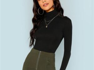 Black Turtleneck Slim Fit T-shirt