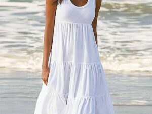 Solid Sleeveless Lace Party Dress
