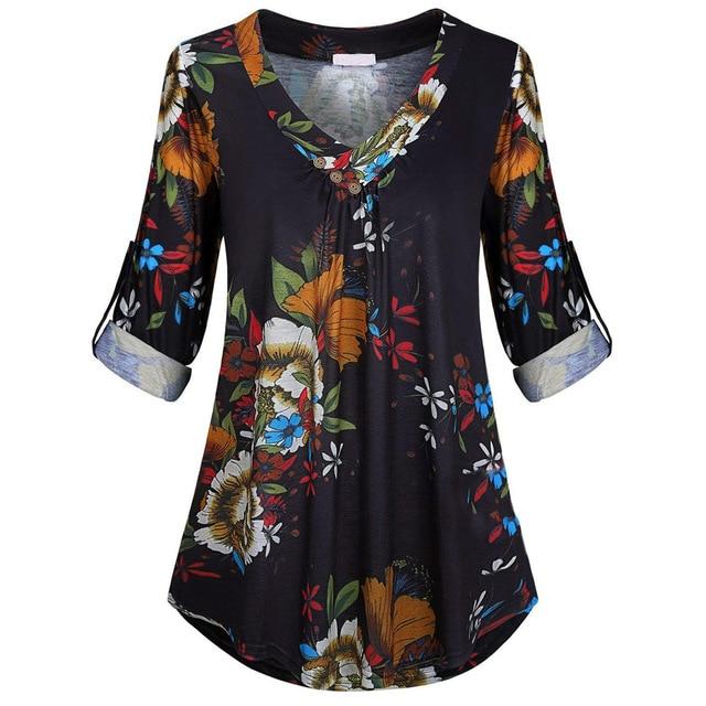 Long Sleeve Floral Print Blouse
