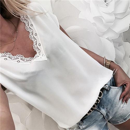 Summer Top Casual Loose Short Sleeve Blouse