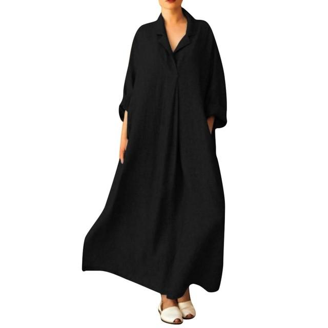 Bohemian Long Sleeve V-Neck Dress