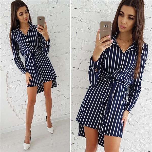 Bohemian Striped Button Shirt Dress