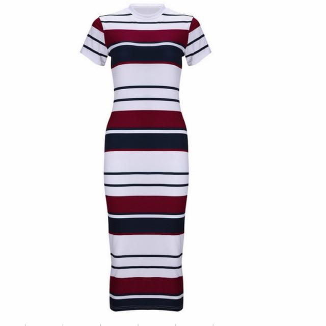Striped Bodycon Short Sleeve Dress