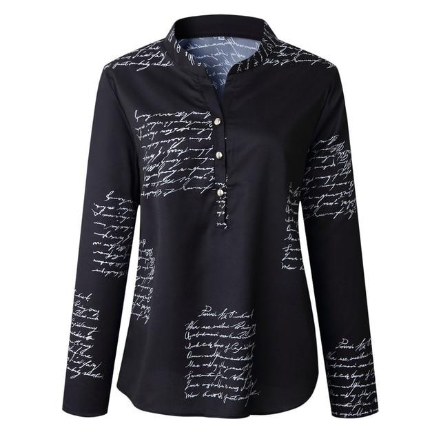 Chic Design Printed Long Sleeve Blouse