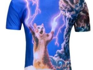 Cat Lightning Print T-Shirt