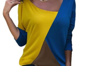 Casual Loose Patchwork V-Neck Top