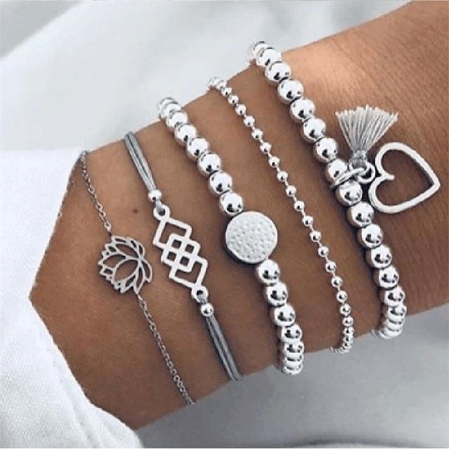 Crystal Bead Bracelet Set (Sets of five)
