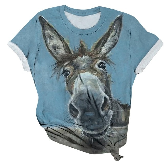 3D Animal Printed O-Neck Top T-Shirt - Image 4