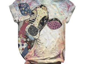 3D Animal Printed O-Neck Top T-Shirt