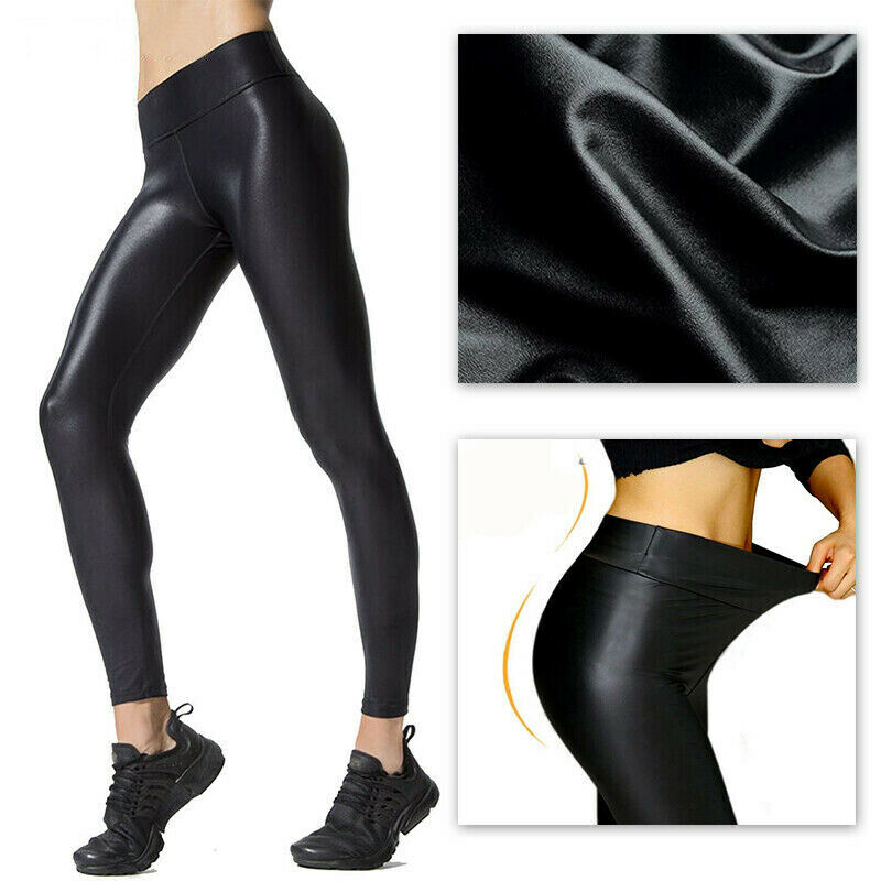 Black Stretch Faux Leather High Waist Pants - Image 4