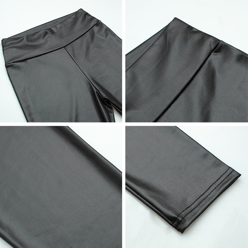 Black Stretch Faux Leather High Waist Pants - Image 6