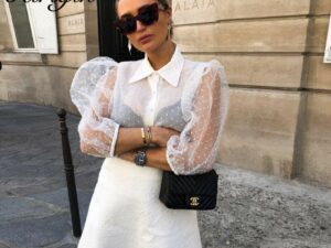 Sheer See-through Long Sleeve Blouse